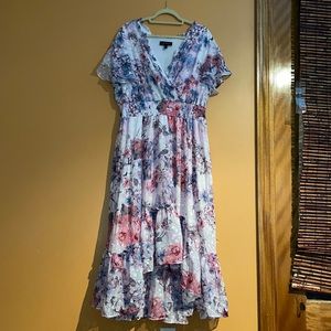 Lilac and Pink Floral Plus Size Dress